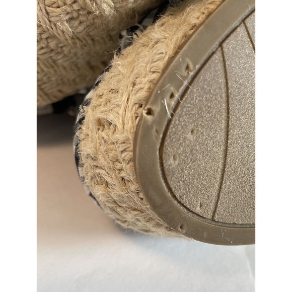 American Eagle Black Gingham Slingback Buckle Wedge Espadrilles Sandal Size 9 - Picture 14 of 14